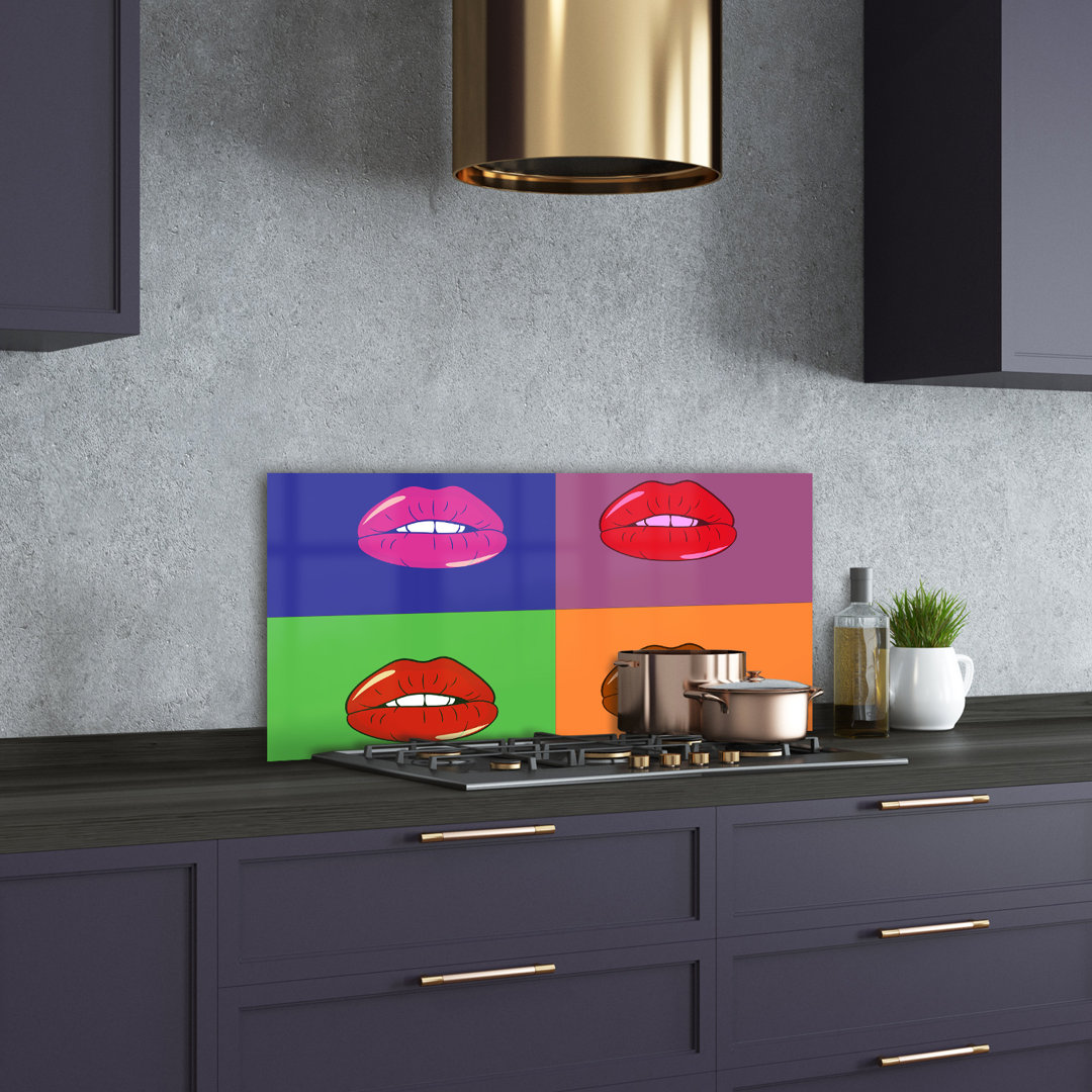 50 cm x 100 cm Glas Spritzschutzpaneel Lippen