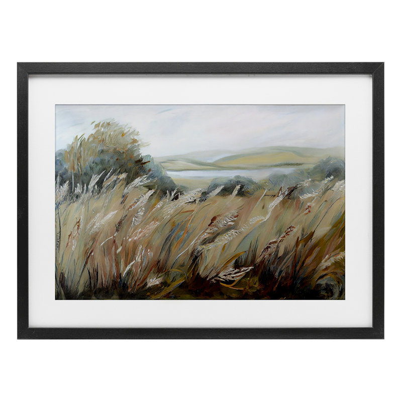 Windy Meadow Distorsion, impression sous verre encadrée, design par Sasha, H 14 po x l 20 po, Cadre noir minuit