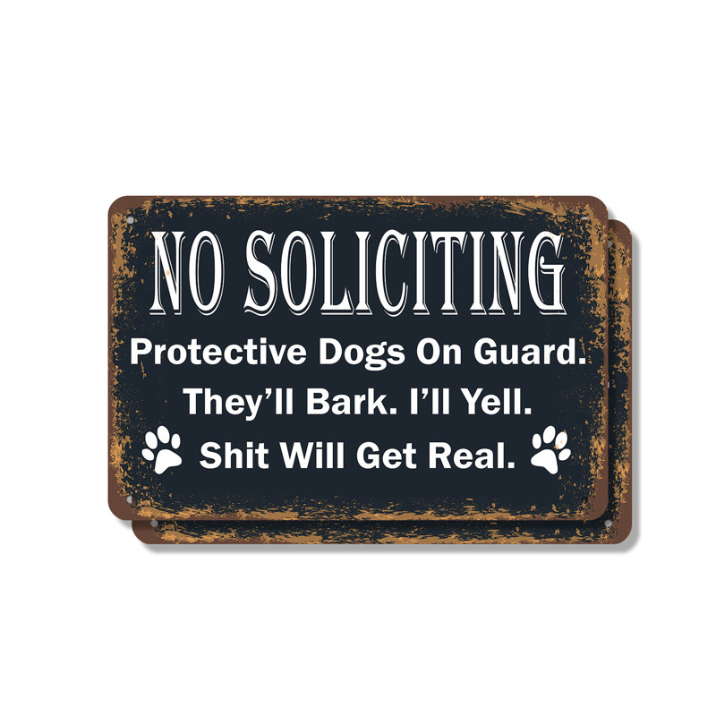 «No Soliciting Dogs on Guard» (paquet de 2) en aluminium 7 po x 10 po