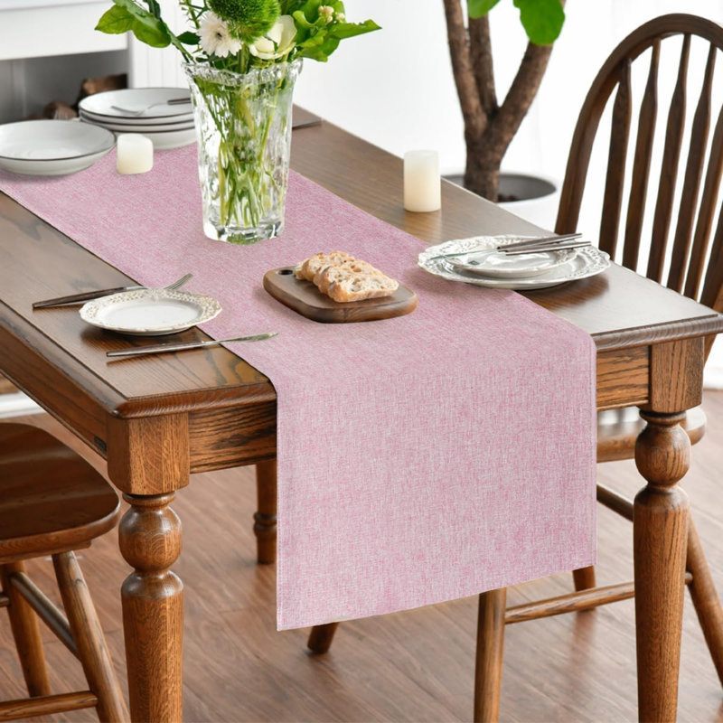 Pink Spring Table Runner 40x180 cm | Valentine's Day Seasonal Machine Washable Kitchen Dining Table Decoration for Home Party Decor