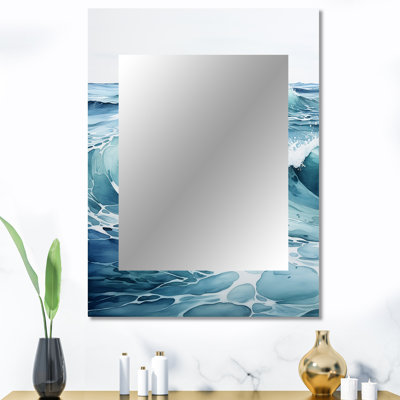 Teal Minimalisme Tranquil Waters - miroir minimaliste, miroir mural unique bleu sarcelle, impression d'art en métal
