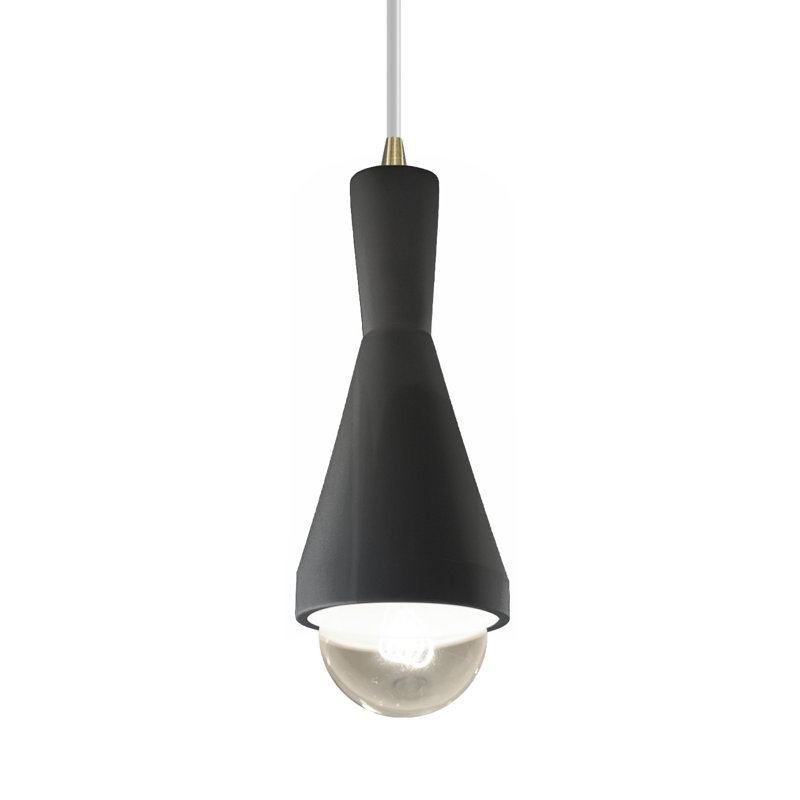 Luminaire suspendu 1 lumière avec détails en métal Breeona, Laiton antique, Gloss Grey