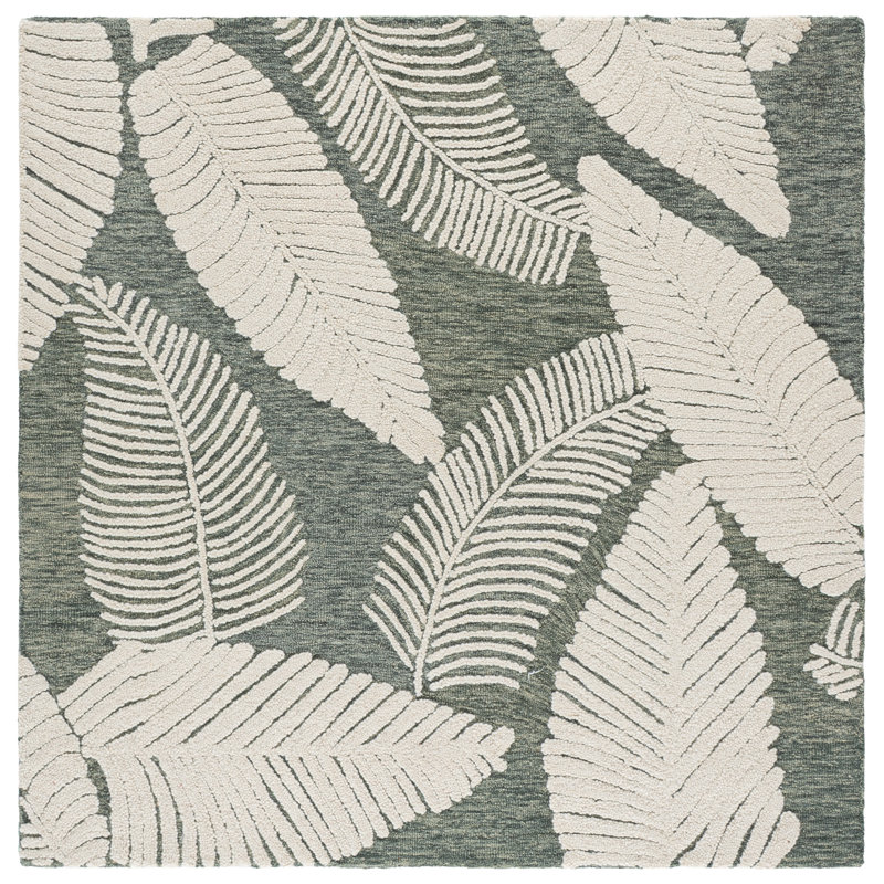 Jardin Hand Tufted Wool;Cotton Floral Indoor Rug, 6'-0" x 6'-0" Square
