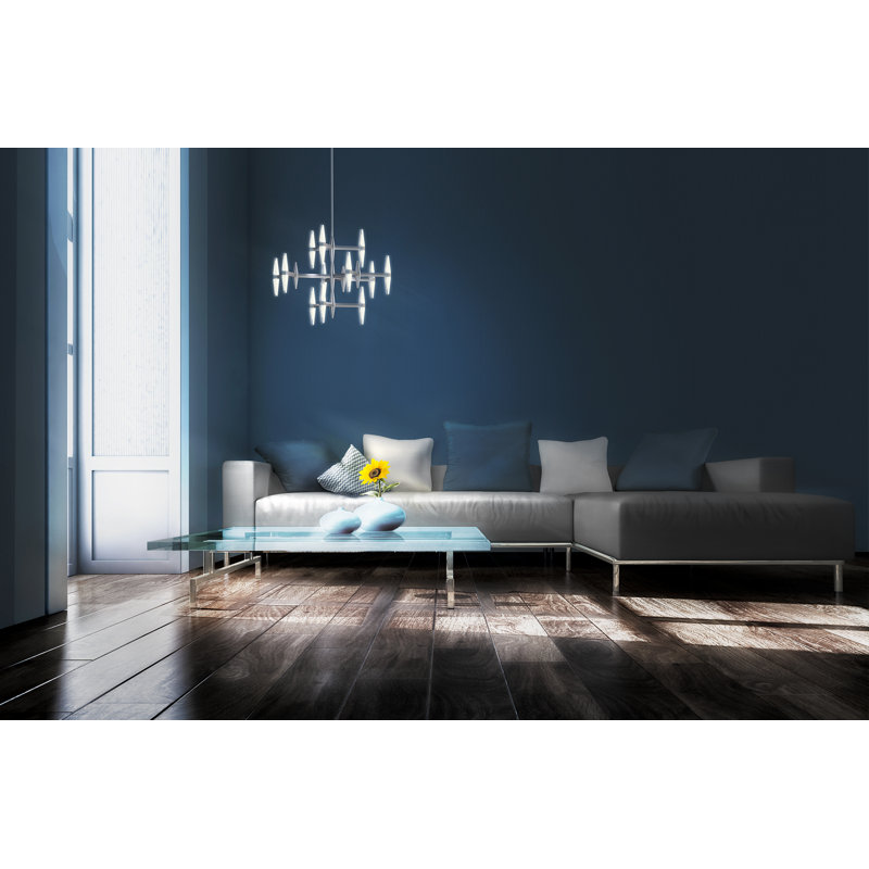 Lustre à trois niveaux 28 "Prism - nickel satiné