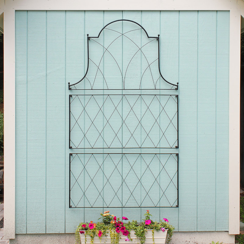 Somerset Black Wrought Iron Garden Trellis, 53" Height