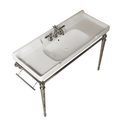 VICI 48" Bathroom Ceramic Basin with 3 pre-drilled hole, NO Cabinet and Faucet