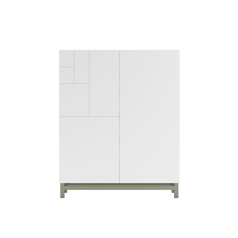 18 Pair Shoe Storage Cabinet, White/Green