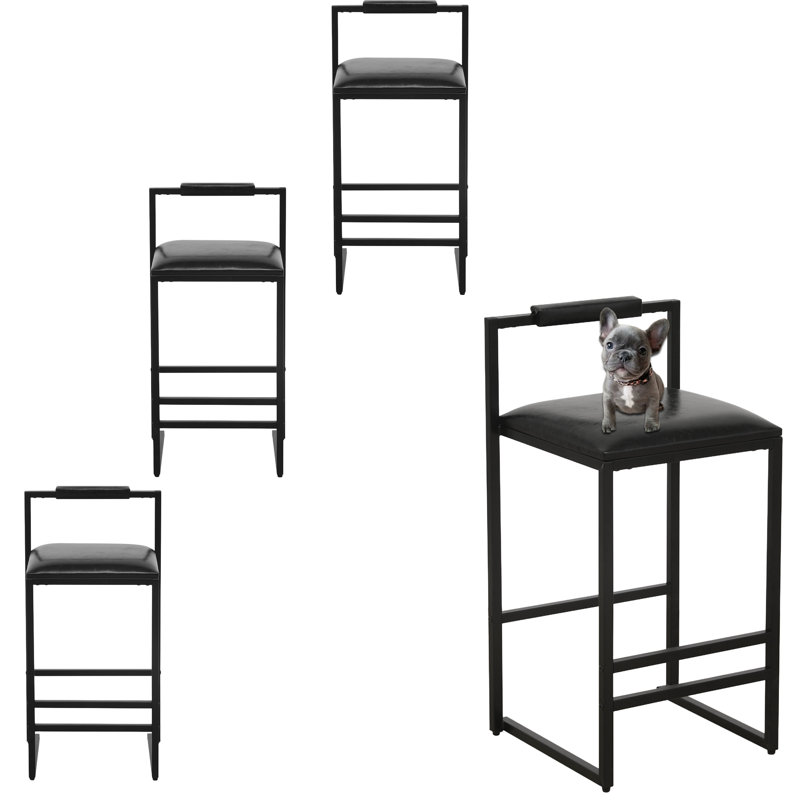 Counter Barstools Low Back Metal Island Stools (Set of 4), Black