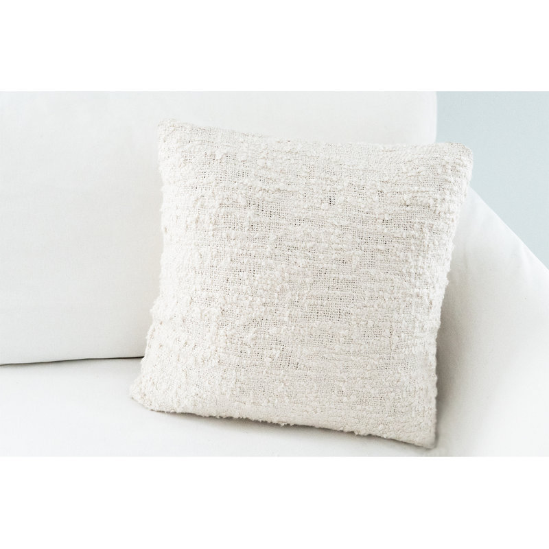 Ivory Woven Linen 20" Throw Pillow with Feather Down Fill