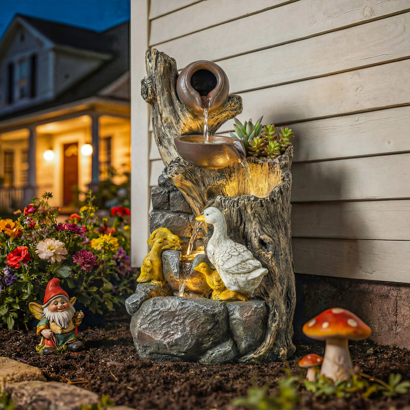 Outdoor Fountain with Lights