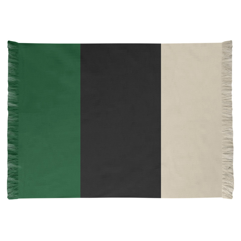 Tapis à rayures 4,6 pi x 5,5 pi vert/noir/crème