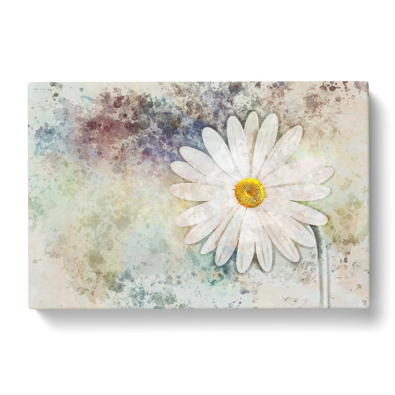 Beautiful White Daisy in Abstract - Wrapped Canvas Painting Print, 40cm H x 60cm W x 3cm D