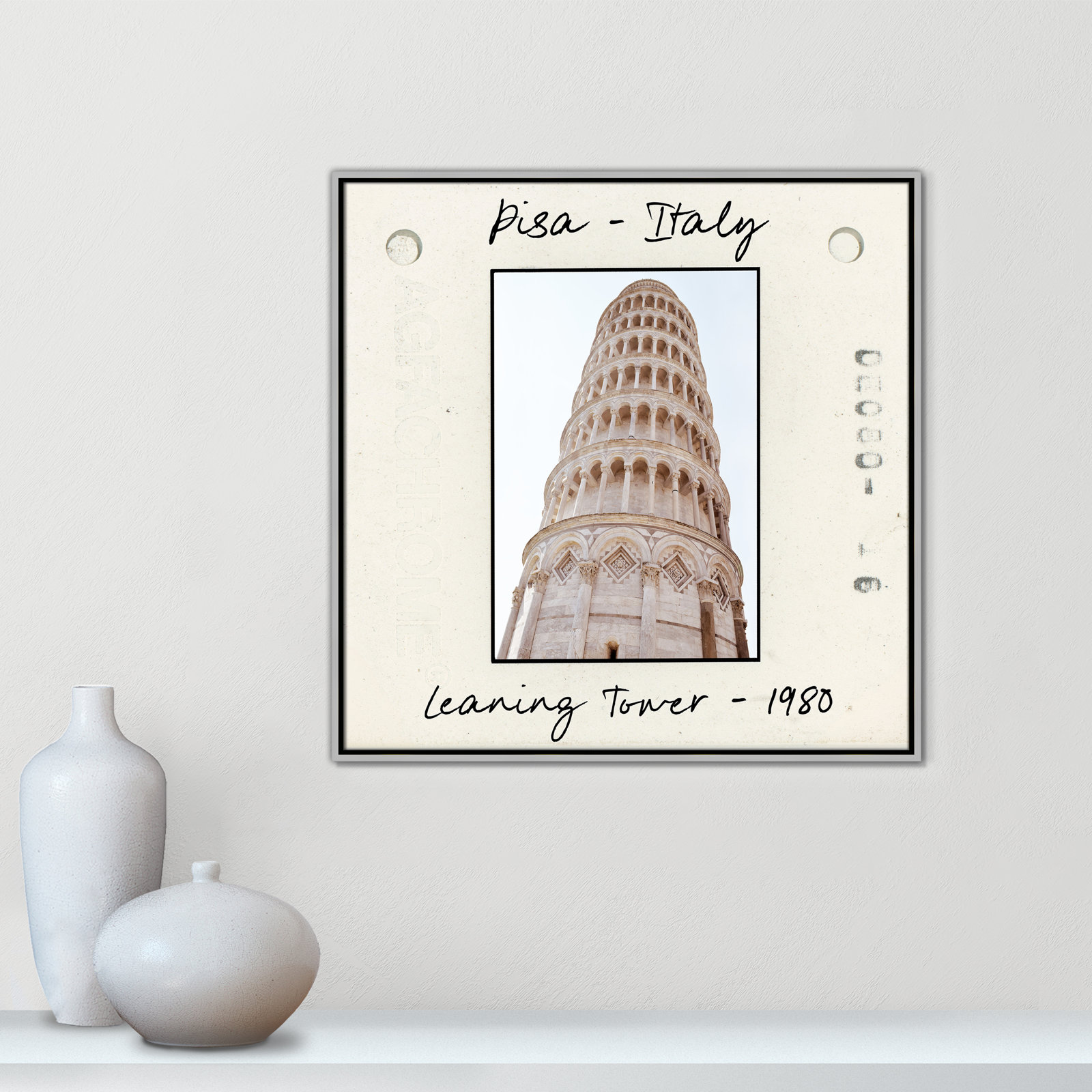 Pisa, Italy - Leaning Tower Print by Natalie Carpentieri, 31.5" H x 31.5" W x 2" D, Silver Floater Framed Canvas