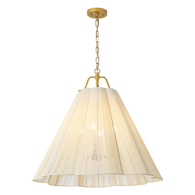 Luminaire suspendu en fil de coton 4 lumières avec abat-jour texturé et chaîne réglable Haven