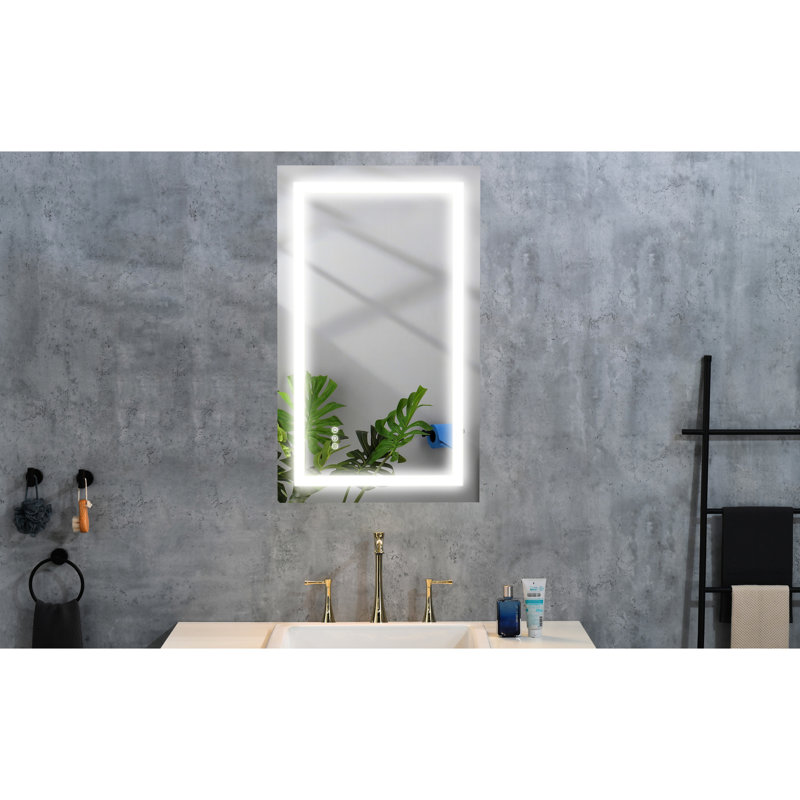 Miroir de salle de bain 40 po x 28 po à DEL pour salle de bain - Brouillard, à intensité variable, 3 options de couleurs, fonction mémoire, plans de toilettage