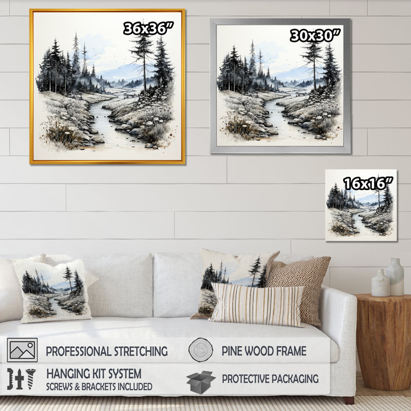 Faune sauvage, fleurs d'hiver I sur toile, Cadre flottant doré, H 30 po x l 30 po x P 1 po
