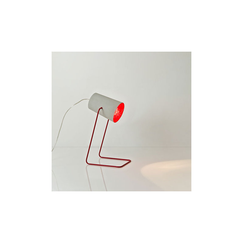 Metal Table Lamp, Grey/Red