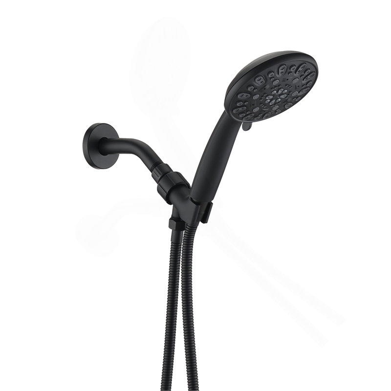 Robinet de douche multifonction noir mat à haute pression avec robinet à main, Matte Black