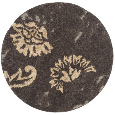 Tapis floral brun / beige / gris Chaffin