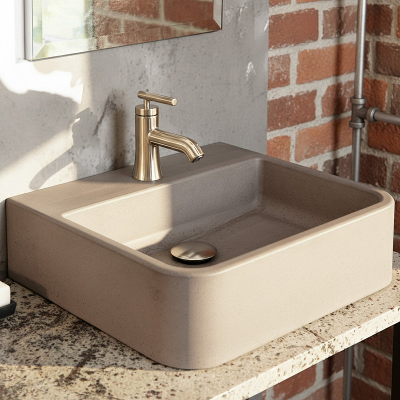 Newterra 22" Undermount/Wall/Vessel Bathroom Sink, Single Hole, Clay
