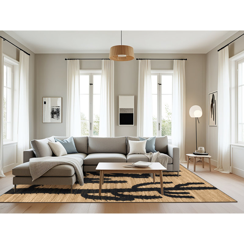 Tapis noir lavable à la machine, Rectangle 8 pi x 12 pi