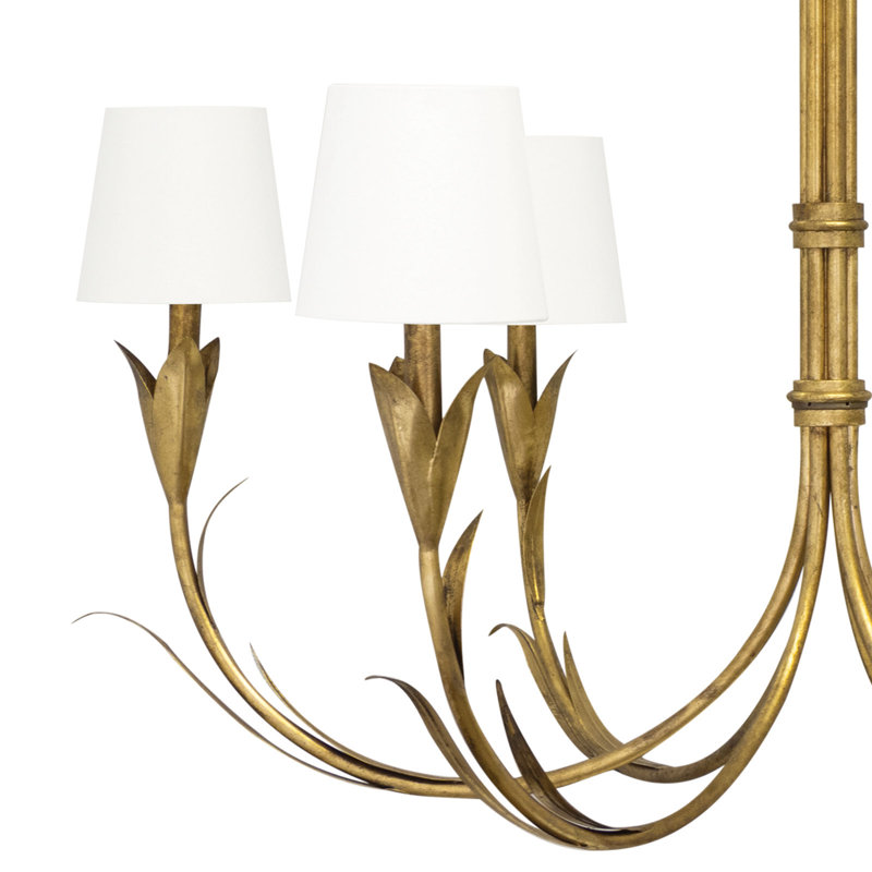 River Reed 6 - Light Chandelier, Antique Gold Leaf