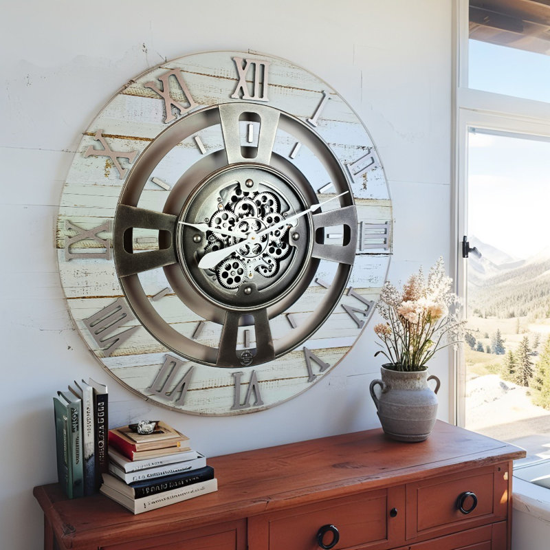 Solid Wood Wall Clock, Desert Beige, Large 61cm