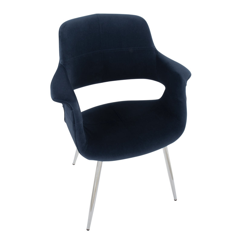 Quirico 16.5'' H Upholstered Armchair, Chrome, Blue