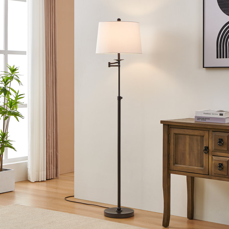 Aleinah 64.5'' Adjustable Height Swing Arm Floor Lamp, Bronzed