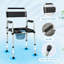 Folding Bedside Commode Chair with Handle, Adjustable Height, Black