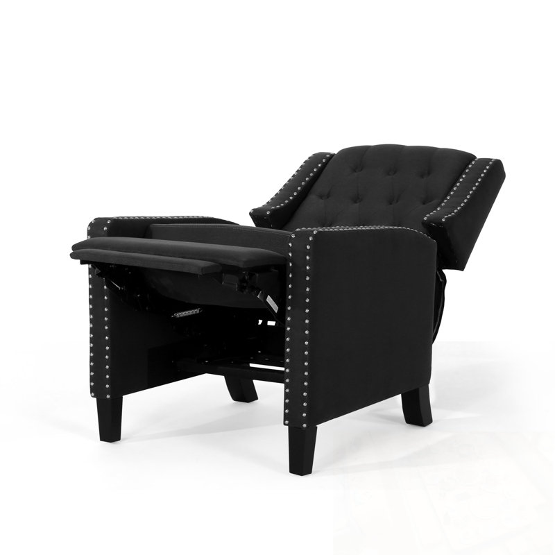 Upholstered Accent Chair with buttom tufted back and nails decoration