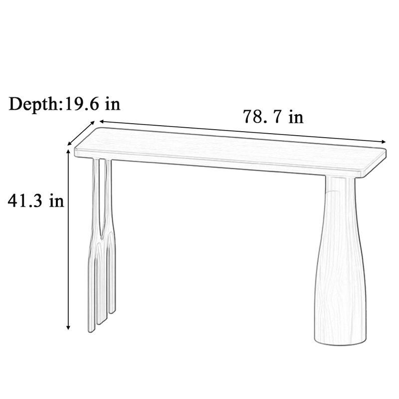 Simple solid wood bar table, 41.3" H x 78.7" L x 19.6" W