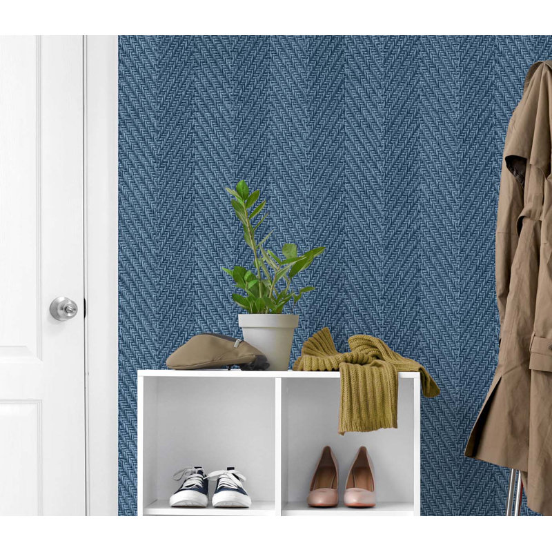 Tedlar Striped Vinyl Matte Wallpaper Roll, Navy Breeze
