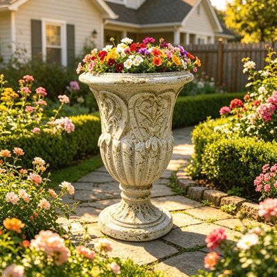 25.27" Rust Finish MGO Square Garden Planter, Weatherproof Decorative Outdoor Flower Pot for Yard, Patio & Lawn Landscaping