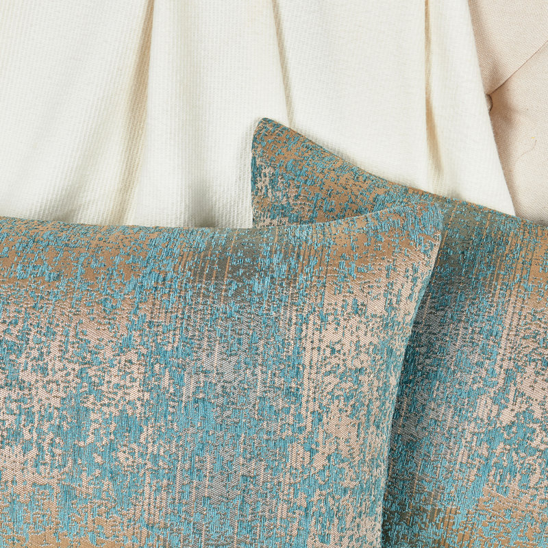 Jacquard Chenille Jacquard Chenille Big Zipper Square Pillow Cover, Teal/Camel