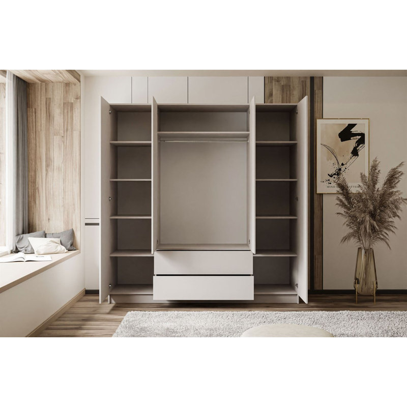 4 Door Manufactured Wood Wardrobe, mirror