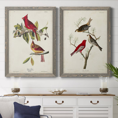 Pl 158 Cardinal Grosbeak - Ensemble de 2 reproductions d'art sur toile