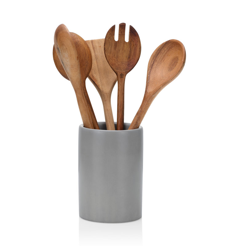 Concrete Utensil Crock and Wine Chiller, Gray