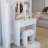 17" Round LED Lighted Vanity Table Set with Stool, Touch 3 Color Mirror, Multi-Layer Storage for Small Spaces
