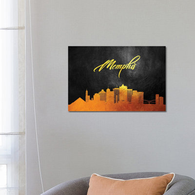 Memphis Tennessee Gold Skyline by Adrian Baldovino - Wrapped Canvas Print