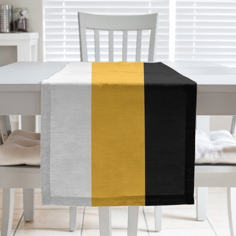 Los Angeles LA Basketball Table Runner, 90" L x 16" W, White/Gold/Black, Poly Twill