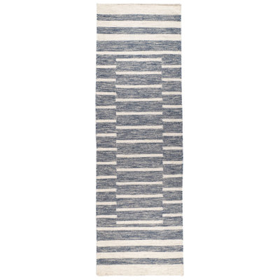 Heights Denim Hand-Woven Geometric Wool Rug