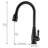 Modern Black Kitchen Faucet With Pull-Down - Brass Construction, Single Handle For Precise Water Temperature And Flow Adjustment Contemporary Black, Lever Smooth Control Functional Style
