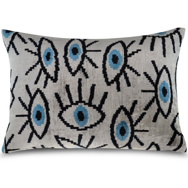 Velvet Rectangular Pillow Cover & Insert, Light Gray Geometric