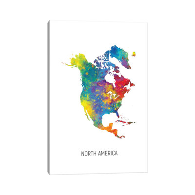 North America Map by Michael Tompsett - Wrapped Canvas Graphic Art