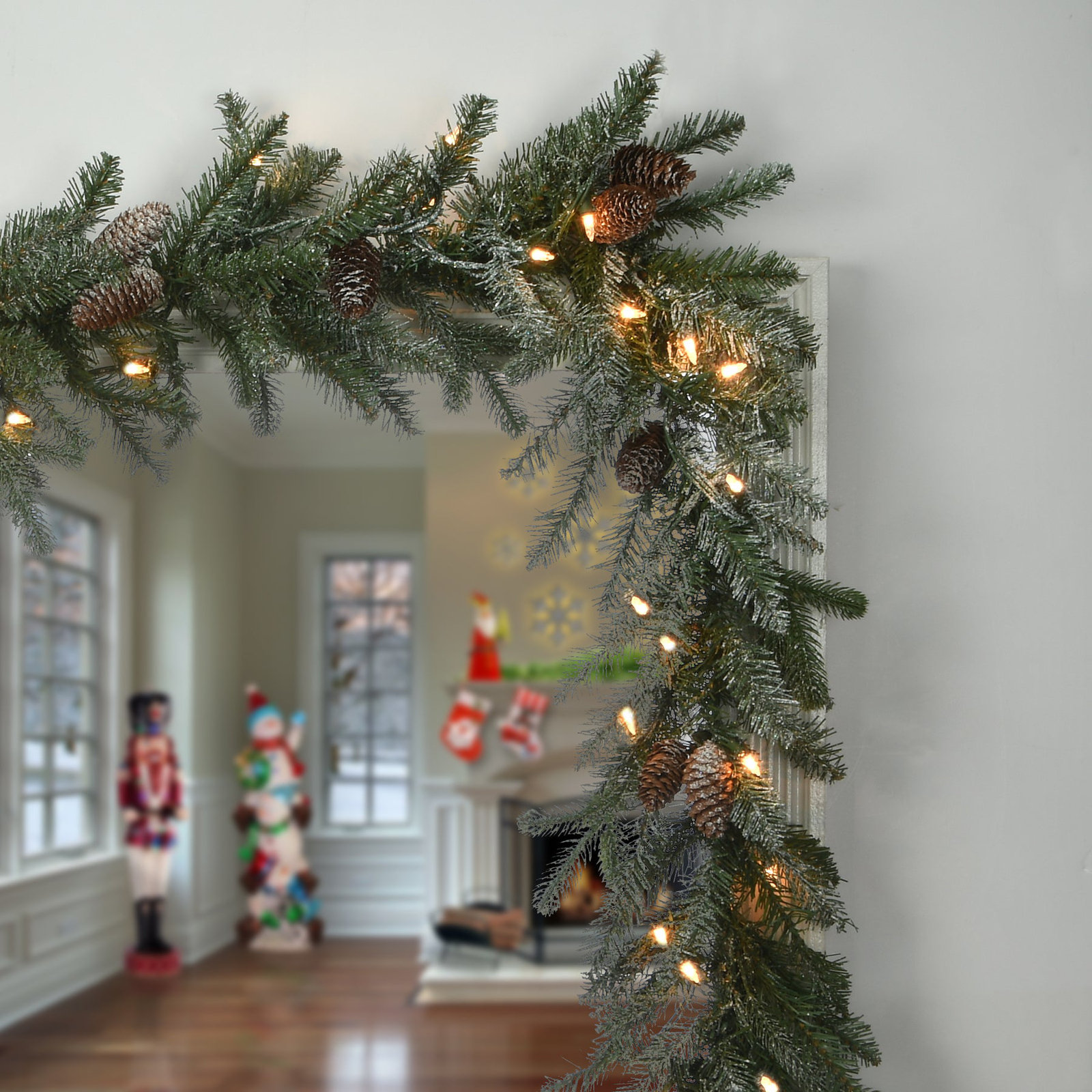108" Frosted Pre-Lit Morgan Spruce Garland