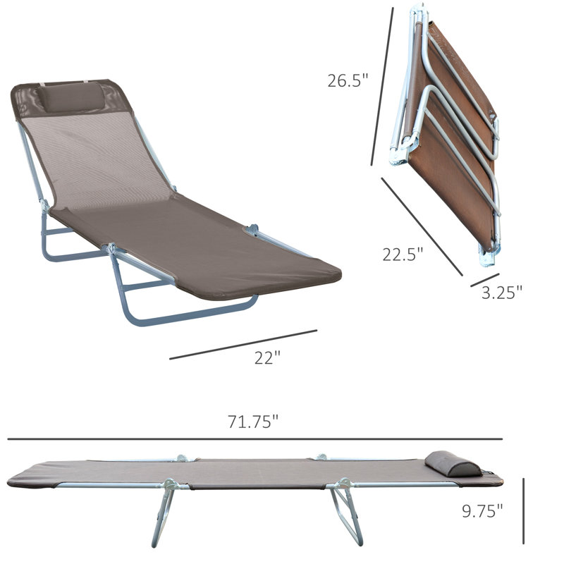 Chaise de plage brune, 5 sièges inclinables et respirants en filet avec pour l'extérieur