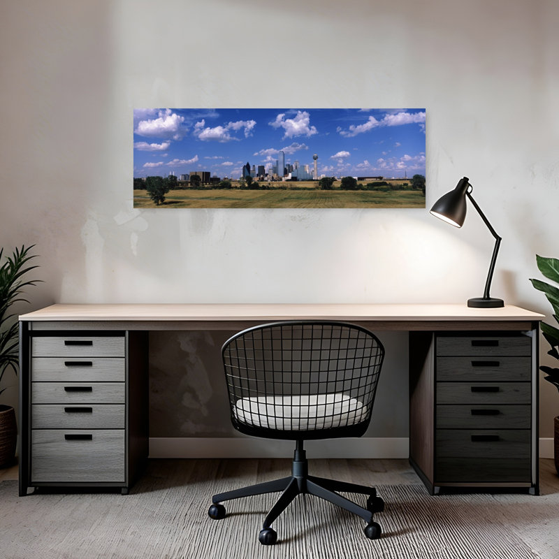 «Skyline Dallas Tx», États-Unis, art mural moderne abstrait, H 12 po x l 36 po