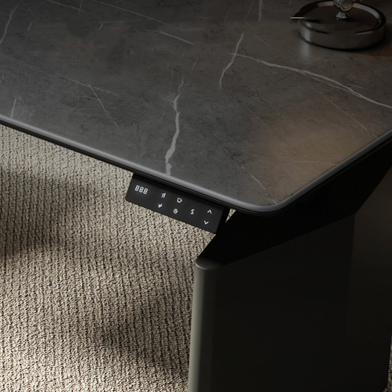 Black Rectangular Hight adjustable Sintered Stone + Carbon Steel with 2 drawers desk