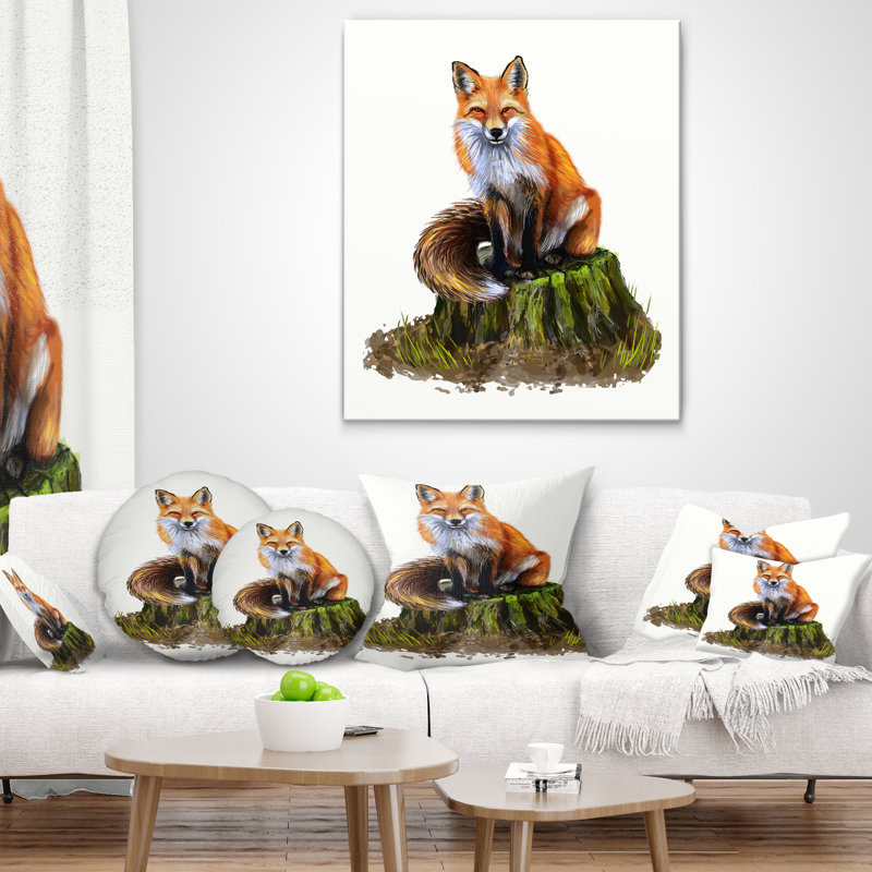 The Clever Fox - Coussin imprimé animal, Carré, 16 po x 16 po